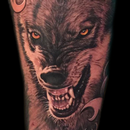 Black and Grey Realism Wolf Tattoo Design Thumbnail